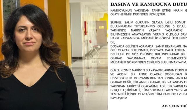 Narin Güran Davasında Şok Çekilme Açıklaması!