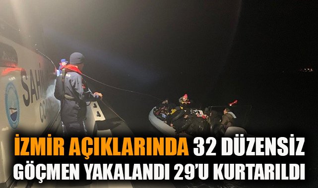 Foça’da 32 göçmen yakalandı, 29’u kurtarıldı!